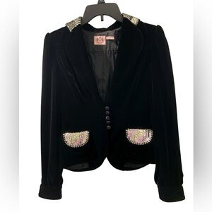 Juicy Couture Vintage Women’s Black Velvet Blazer with Sequins Size Small